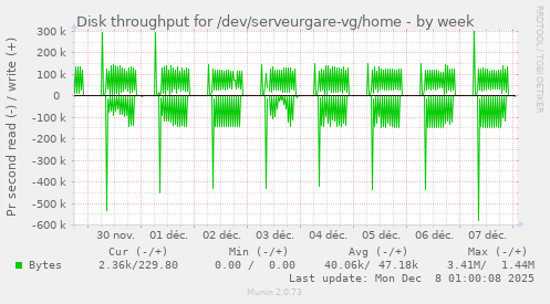 Disk throughput for /dev/serveurgare-vg/home